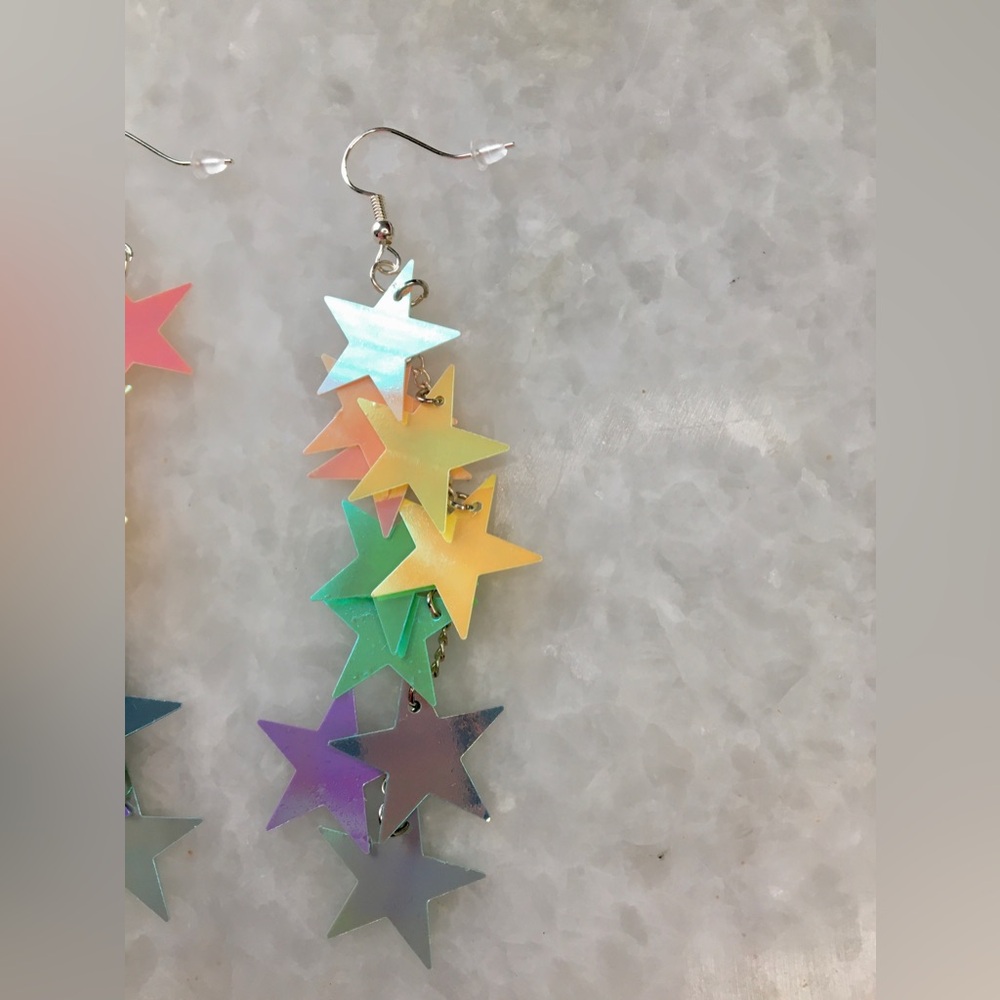 Multicolor Star Dangle Earrings - Picture 9 of 15